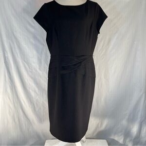Black Label by Evan Picone Black Dress Cap Sleeves Sheath Knee Length 12